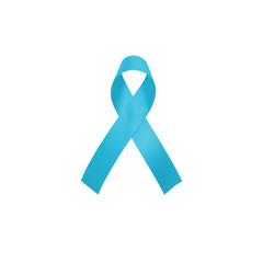 Light blue ribbon awareness for Men's Health,Prostate cancer in November isolated on white...