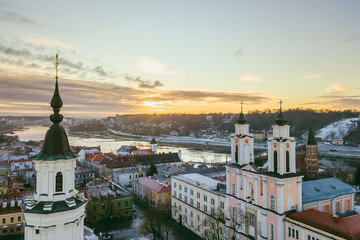 Fototapeta na wymiar Drone aerial view of Kaunas old town