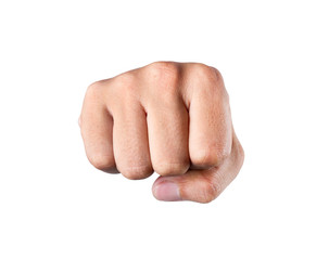 Punch fist isolated on white background, Strong fist on white background.