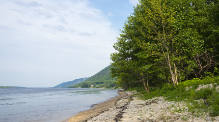 Fototapeta premium view of the Zhiguli mountains and the Volga river in the Samara region