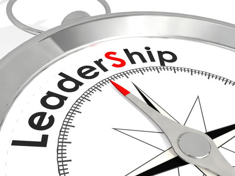 Leadership word on metallic compass