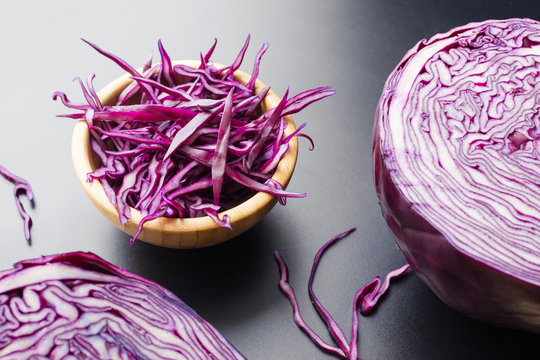 Shredded red cabbage salad