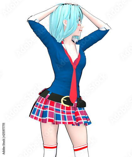 3d Sexy Anime Doll Japanese Anime Schoolgirl Big Blue Eyes