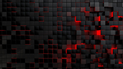 Technology surface with red neon light - 215978196