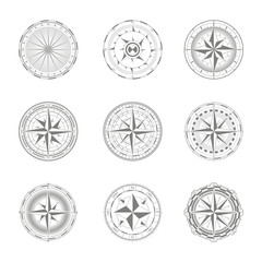 vector icons with compass rose for your design