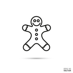 gingerbread man vector line icon. Sweet food symbol.