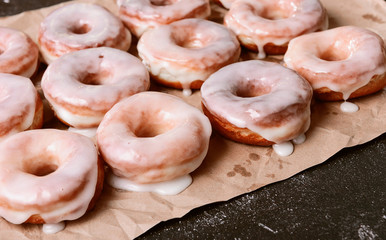 fresh donuts on paper