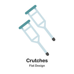 Crutches Flat Illustration