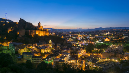 Fototapeta na wymiar Night view of Tbilisi, Georgia