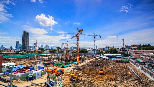 4K Time lapse of Construction site in Bangkok of Thailand