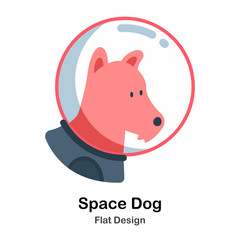 Space Dog Flat Illustration