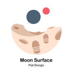 Moon Surface Flat Illustration