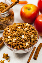 Apple Cinnamon Granola. Selective focus.