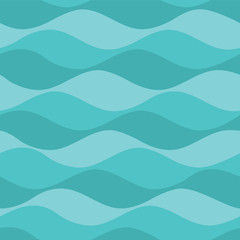 Vector Teal Waves Seamless Pattern Background