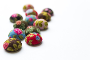 Original clothes buttons isolated. Closeup photo shot