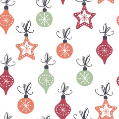 Materiał do szycia Christmas balls pattern. Vector illustration