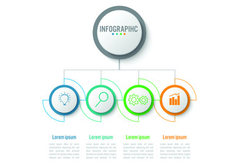Business infographic circle diagram template with business icon. Vector illustration