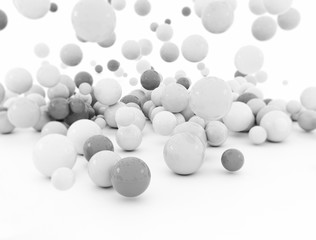 Abstract falling balls on white background