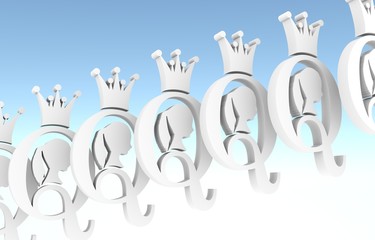 Vintage queen silhouette. Medieval queen profile. Elegant silhouette of a female head. Fashion branding emblem. Royal emblem with Q letter.