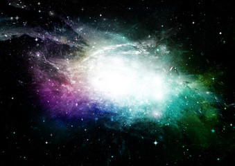 Stars, dust and gas nebula in a far galaxy