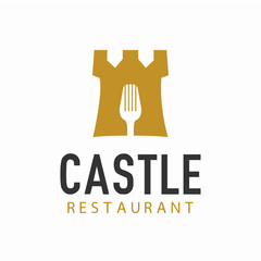 Castle Logo Design Concept, Restaurant Logo Vector Design