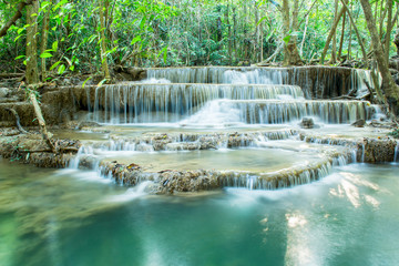 Deep forest Waterfall in Kanchanaburi, Thailand