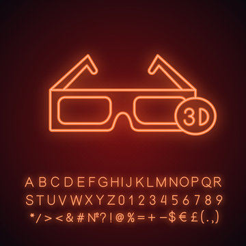 3D glasses neon light  icon