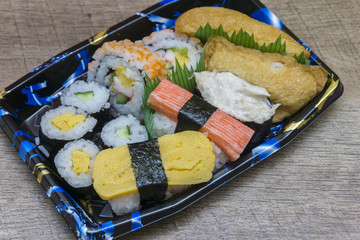 a set of sushi menu at various Japanese restaurants