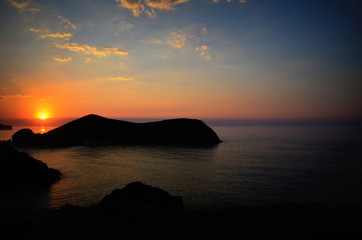 Sunset on the beaches of Asturias