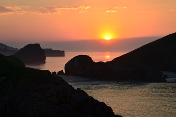Sunset on the beaches of Asturias