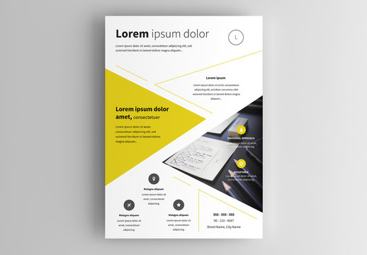 Business Flyer Layout with Yellow Accents