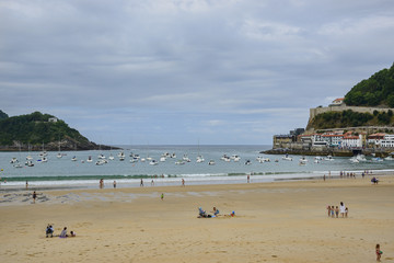 Fototapeta na wymiar La Concha beach in Donosti San Sebastian Pais Basque Spain