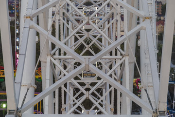 Details of the ferris wheel close-up, cab and mounts.
