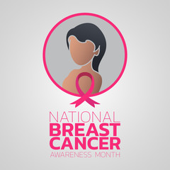 National Breast Cancer Awareness Month vector logo icon illustration
