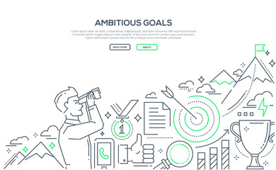 Ambitious goals - line design style illustration