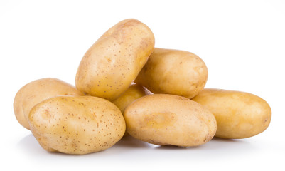 group of yellow new potato isolated on white background
