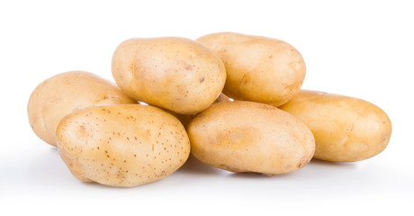Fototapeta na wymiar group of yellow new potato isolated on white background
