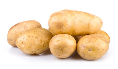 group of yellow new potato isolated on white background
