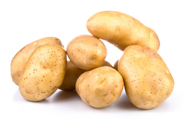 group of yellow new potato isolated on white background