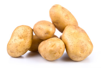 group of yellow new potato isolated on white background