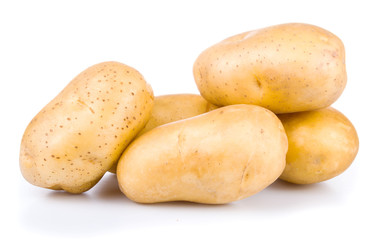 group of yellow tasty new potato isolated on white background close up