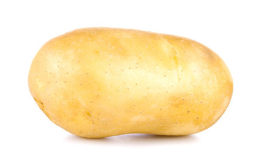 One tasty raw yellow potato isolated on white background