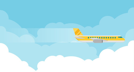 Plane or airplane in the sky vector illustration in flat style