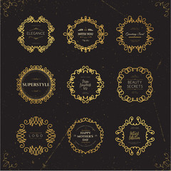 Set of luxury monogram logo templates. Elegant design for business sign, restaurant, wedding shop, jewelry, fashion, product design, brand sign. Vector illustration.