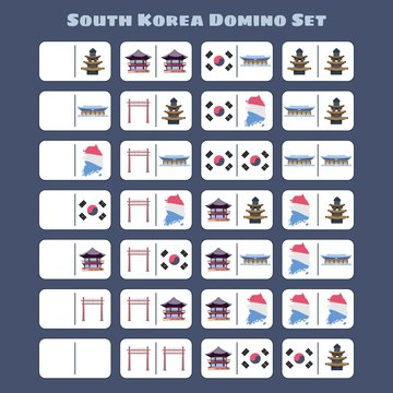 Korean domino set in flat style.