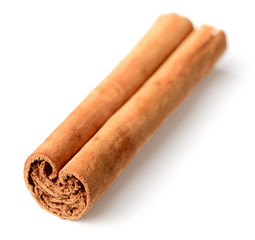 Ceylon cinnamon stick isolated on the white background