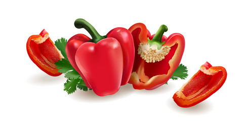 Red pepper on white background