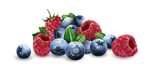 Raspberries, blueberries and strawberries