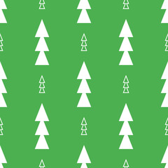 New Year fun green vector seamless pattern with christmas tree