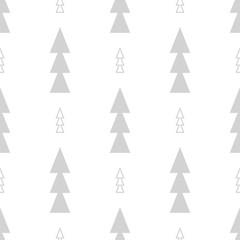 Fototapeta premium New Year light gray vector seamless pattern with christmas tree